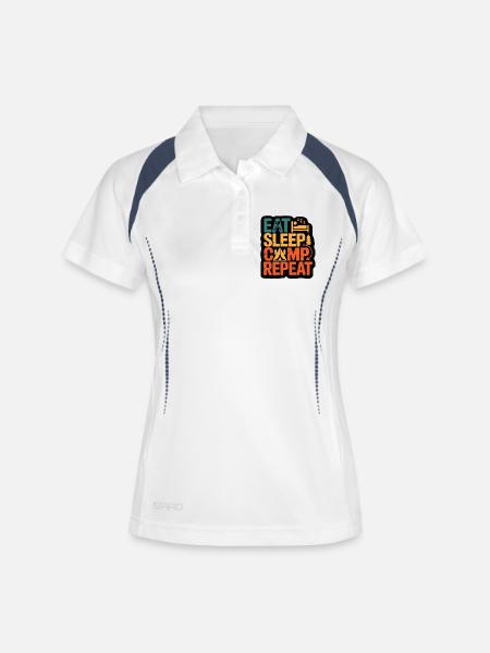 Eat Sleep Camp Repeat – Outdoor Adventure Design - Women's Polo breathable - white/navy
