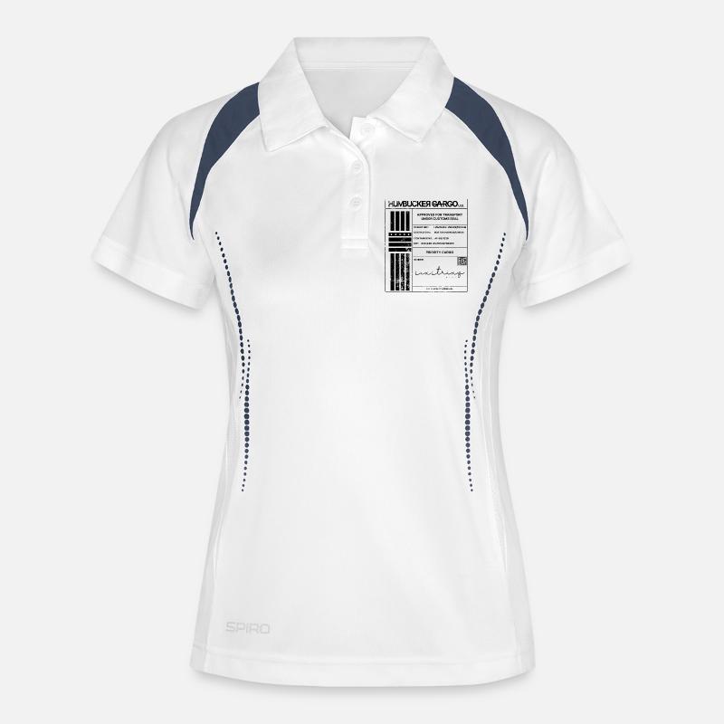 Shipping Label, black - Women's Polo breathable - white/navy