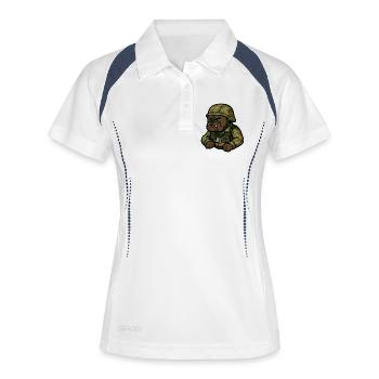Soldat bouledogue en camouflage Tough Mascot Art - Polo respirant Femme - blanc/marine - Devant