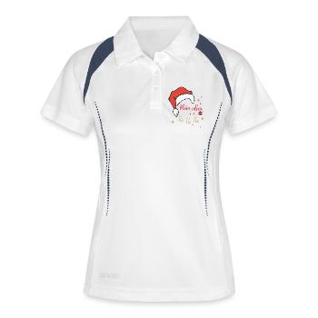 Klein aber Ho Ho Ho Weihnachten - Frauen Polo atmungsaktiv - Weiß/Navy - Vorne