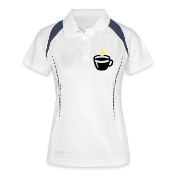 Latte Art Liebe:  Latte art Energie Kaffee Vector - Frauen Polo atmungsaktiv - Weiß/Navy - Vorne