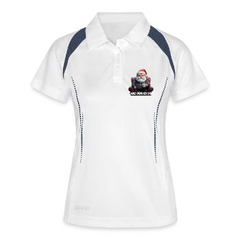 Père Noël agacé avec du café – Glace très fine - Polo respirant Femme - blanc/marine - Devant