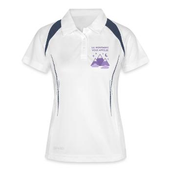 La montagne vous appelle ! Ski / Alpinisme - Polo respirant Femme - blanc/marine - Devant