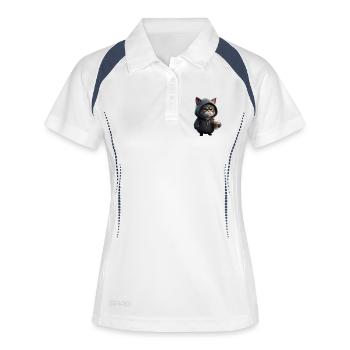 Mürrische Katze mit Coffee Cup - Polo respirant Femme - blanc/marine - Devant