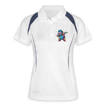 Dabbing Sloth Street Style - Street Art Graffiti - Frauen Polo atmungsaktiv - Weiß/Navy - Vorne