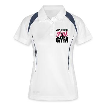 Gymnastik Geschenk Ich kann nicht Ich habe Gym - Frauen Polo atmungsaktiv - Weiß/Navy - Vorne