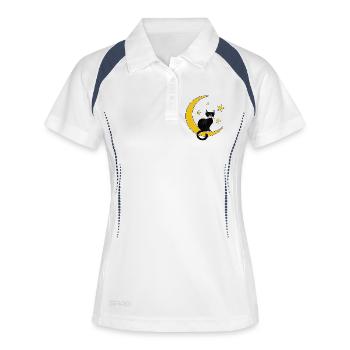 chat - Polo respirant Femme - blanc/marine - Devant