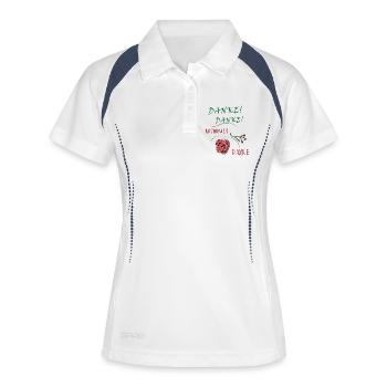 Danke Danke Rosen Stickerei - Frauen Polo atmungsaktiv - Weiß/Navy - Vorne