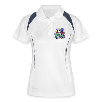 Géométrie Colorée Chaos Pop Art - Polo respirant Femme - blanc/marine - Devant