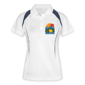 Camping at the mountain lake Abendrot - Women's Polo breathable - white/navy - Front