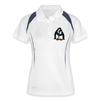 Pinguinpaar Kuschelzeit - Frauen Polo atmungsaktiv - Weiß/Navy - Vorne