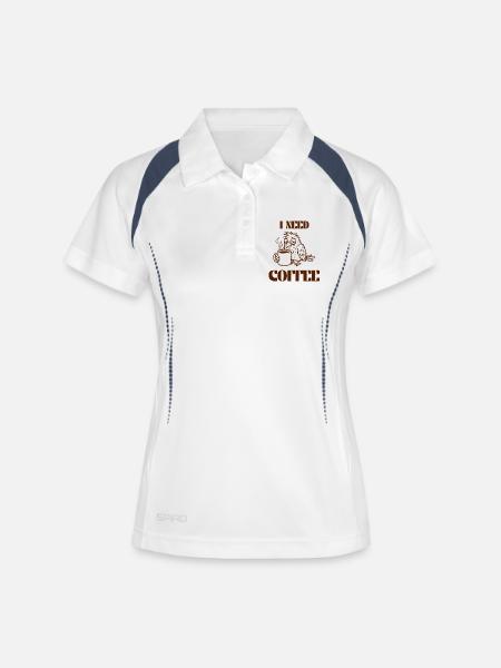 I Need Coffee – Funny Tired Bird - Women's Polo breathable - white/navy