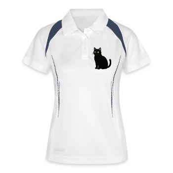 Chat noir chat noir - Polo respirant Femme - blanc/marine - Devant
