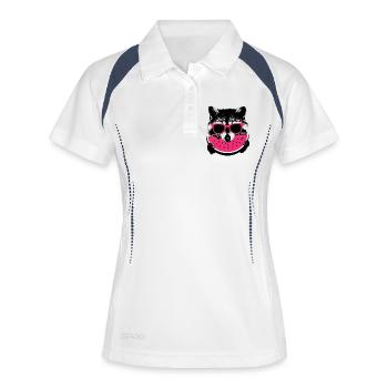 Raccoon in pink sunglasses eating melon - Women's Polo breathable - white/navy - Front