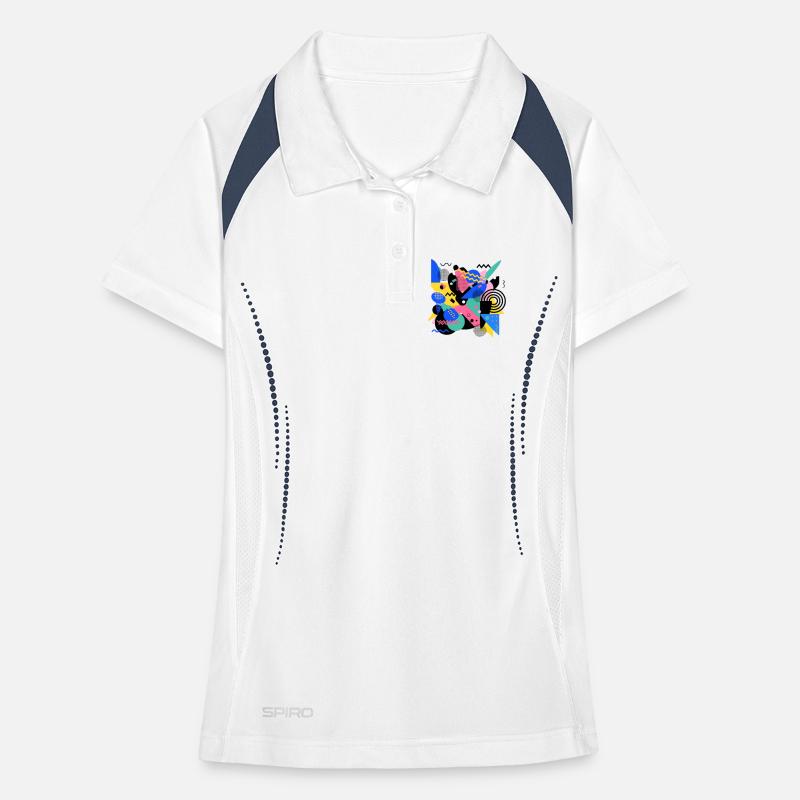 Memphis Style Pattern Retro 80s Geometry Abstract Women's Polo breathable
