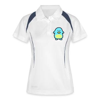 Pinguin-Comic - Frauen Polo atmungsaktiv - Weiß/Navy - Vorne