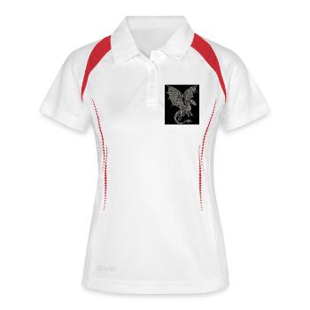 Drache Fantasy keltisches Knotenmuster Design - Frauen Polo atmungsaktiv - Weiß/Navy - Vorne