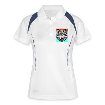Wolf - Frauen Polo atmungsaktiv - Weiß/Navy - Vorne