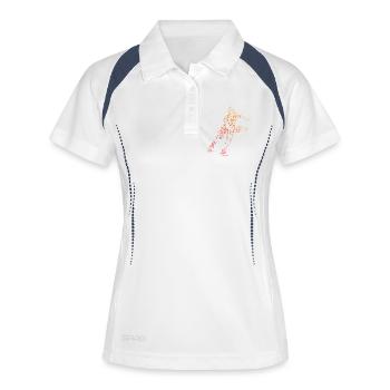 Pickleball athlete für Pickleballspielerinnen Fans - Frauen Polo atmungsaktiv - Weiß/Navy - Vorne