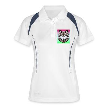Wolf - Frauen Polo atmungsaktiv - Weiß/Navy - Vorne