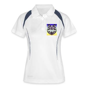 Wolf - Frauen Polo atmungsaktiv - Weiß/Navy - Vorne