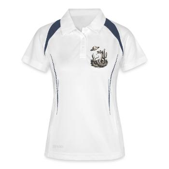 Western Alien UFO Cowboy Snake Desert Mystery - Frauen Polo atmungsaktiv - Weiß/Navy - Vorne