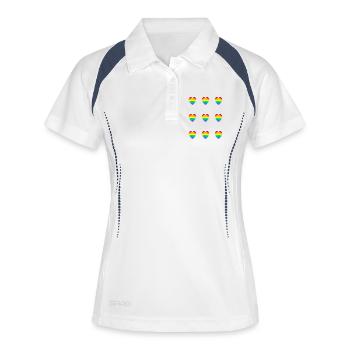 LGBT Pride Rainbow Hearts - Frauen Polo atmungsaktiv - Weiß/Navy - Vorne