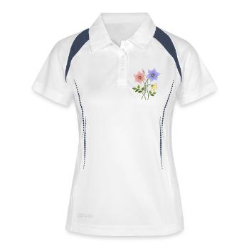 Blumen - Frauen Polo atmungsaktiv - Weiß/Navy - Vorne