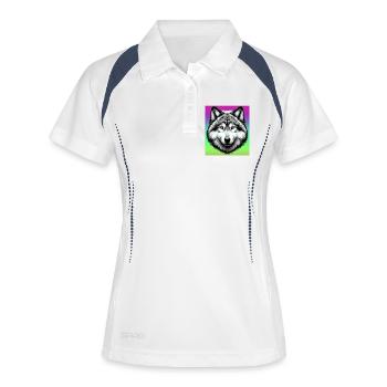 Wolf - Frauen Polo atmungsaktiv - Weiß/Navy - Vorne