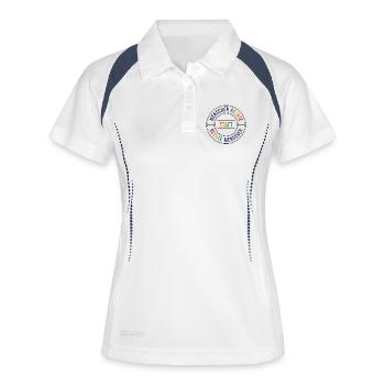 Menschenrechte Statt Rechte Menschen Spruch - Frauen Polo atmungsaktiv - Weiß/Navy - Vorne