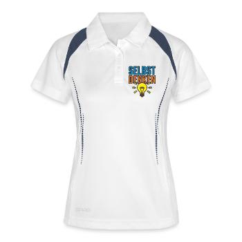 Selbst Denken - Frauen Polo atmungsaktiv - Weiß/Navy - Vorne