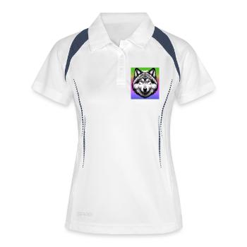 Wolf - Frauen Polo atmungsaktiv - Weiß/Navy - Vorne