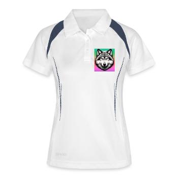 Wolf - Frauen Polo atmungsaktiv - Weiß/Navy - Vorne