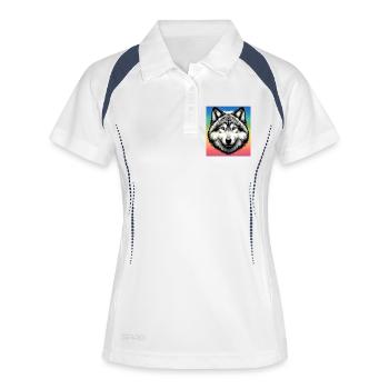 Wolf - Frauen Polo atmungsaktiv - Weiß/Navy - Vorne