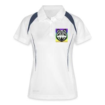 Wolf - Frauen Polo atmungsaktiv - Weiß/Navy - Vorne