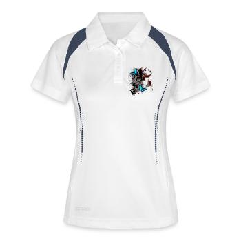 Visage Floral et Papillons Bleus - Polo respirant Femme - blanc/marine - Devant