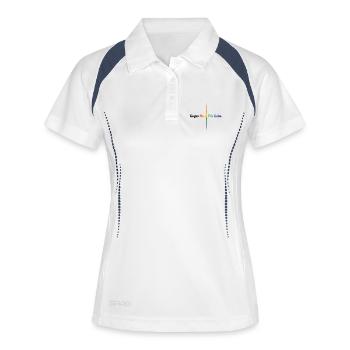 Liebe statt Hass Pride Statement Shirt Regenbogen - Frauen Polo atmungsaktiv - Weiß/Navy - Vorne
