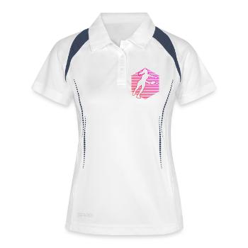 Pickleball Szene Idee für Pickleballspielerin Fans - Frauen Polo atmungsaktiv - Weiß/Navy - Vorne