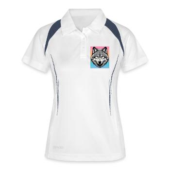 Wolf - Frauen Polo atmungsaktiv - Weiß/Navy - Vorne