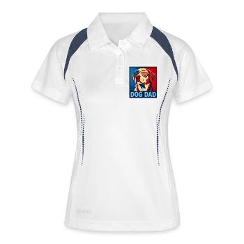 Patriotischer Hunde-Papa – Lustiger Hunde-Papa für - Frauen Polo atmungsaktiv - Weiß/Navy - Vorne