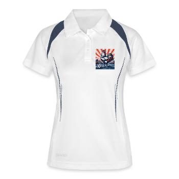 Été de football mascotte d’Allez France - Polo respirant Femme - blanc/marine - Devant