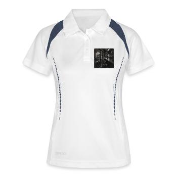 Retro Diner Fox Black and White Animal Crime Vintage - Polo respirant Femme - blanc/marine - Devant