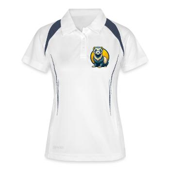 Ferret Kawaii Maskottchen Cartoon Clipart Logo Abzeichen - Frauen Polo atmungsaktiv - Weiß/Navy - Vorne