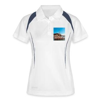 Sailboats in the blue sky harbor - Women's Polo breathable - white/navy - Front