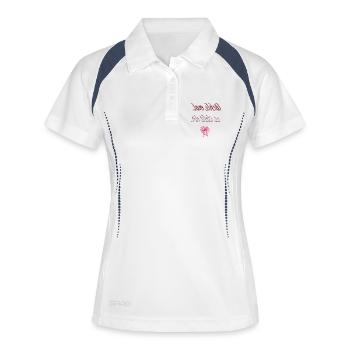 Motivations Shirt - lächle mal. Es steht dir - Frauen Polo atmungsaktiv - Weiß/Navy - Vorne