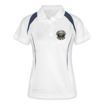 Gravel & Coffee Club - Frauen Polo atmungsaktiv - Weiß/Navy - Vorne
