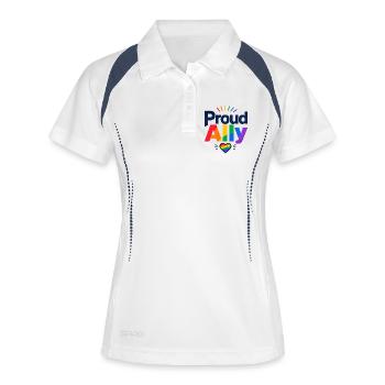Proud Ally Spruch für LGBTQ Aktivisten & Fans CSD - Frauen Polo atmungsaktiv - Weiß/Navy - Vorne