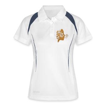 Golden Whispering Face Silhouette Minimalistische Kunst - Frauen Polo atmungsaktiv - Weiß/Navy - Vorne