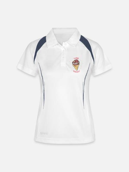 Motif de cœur de glace varié - Polo respirant Femme - blanc/marine