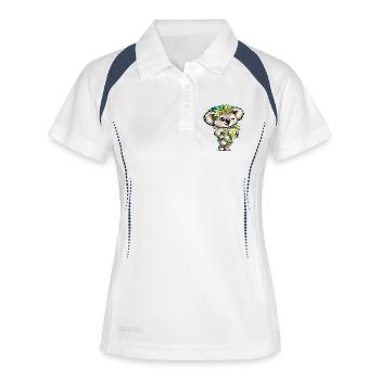 Süßer Koala mit Caipirinha Cocktail - Frauen Polo atmungsaktiv - Weiß/Navy - Vorne